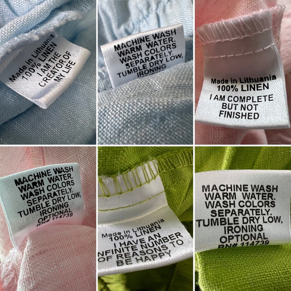 FLAX Lot of 3 100% Linen Elastic Waist Pants Women's Size P 4-6 Pink Blue Green - Picture 12 of 13